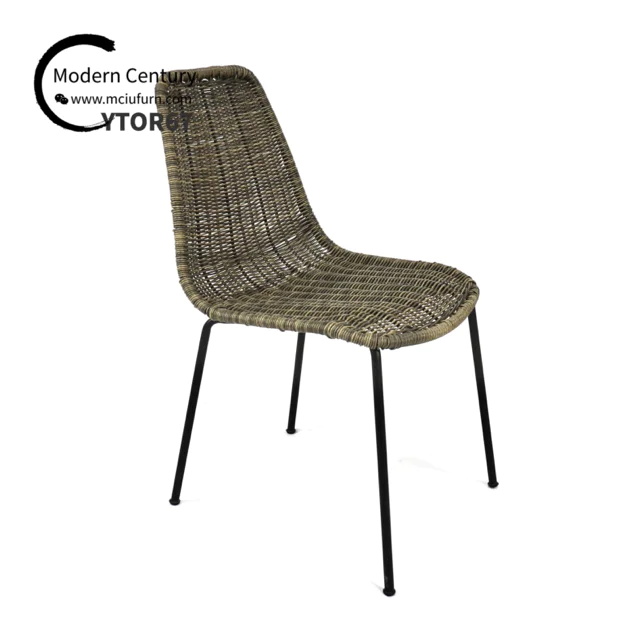 Indoor Outdoor Mid Century Natural Rattan Cafe Chair Dining Chair On Sale YT0R67