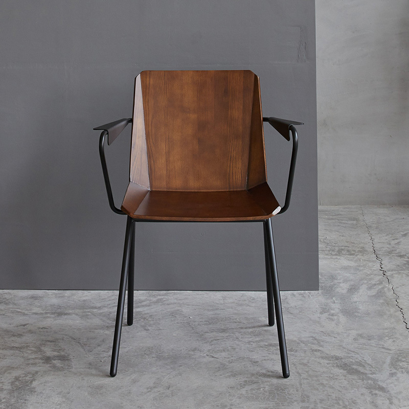 Wooden Chair Amanda Arm W575×D515×H795.SH460 Steel Frame With Solid Ash Wood Seat And Back